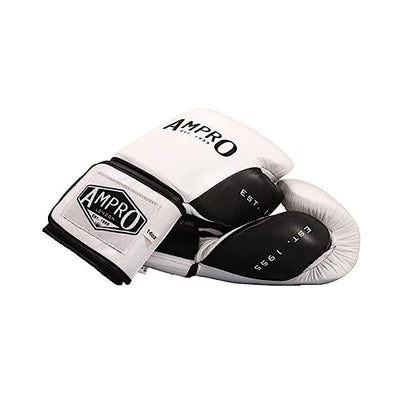 Ampro Madison MKII Hook and Loop Sparring Gloves - white