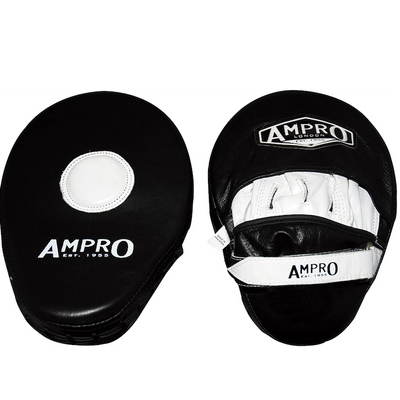 AMPRO Impact Gel Curved Focus Pads -  Leather Coaches Hook and Jab Mitts / Pad Work / Training 