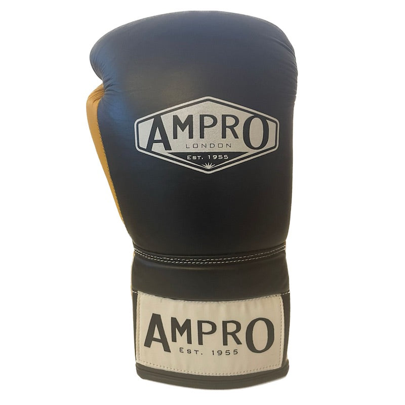 AMPRO Tri Power Lace Up Sparring Glove Navy Yellow