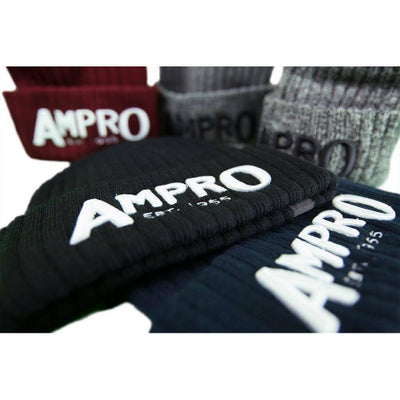 AMPRO Ribbed Beanie 3D Embroidered Logo collection